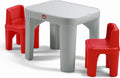 Step2 Mighty My Size Kids Table & Chair Set, Playroom Activity Table for Arts & Crafts, Made of Durable Plastic, For Toddlers 2+ Years Old, Gray & Red