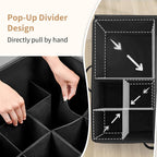 Shoe Organizer for Closet, 2-Pack Fabric Shoe Storage Box with Clear Lid & Adjustable Dividers, Holds 16-32 Pairs, Space Saving Shoe Storage Bins with Mesh Pockets, Black