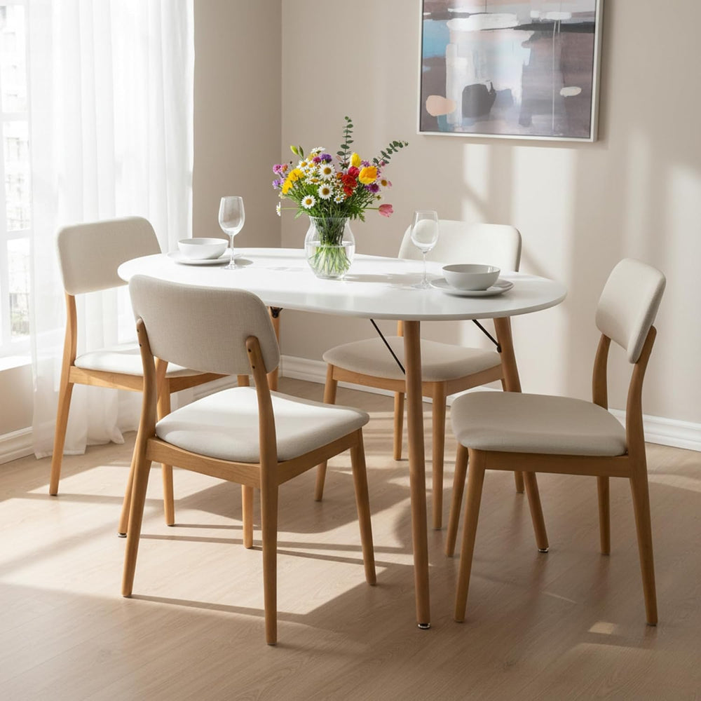 FurnitureR Dining Table Oval 47.2 Inch for 4-6 Person, Stylish Leisure Table ...