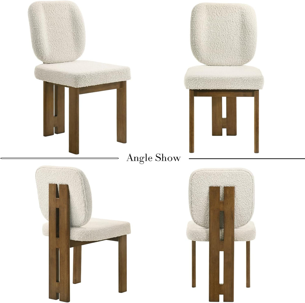 CIMOTA Modern Boucle Dining Chairs Set of 4, Upholstered Armless Side Chairs ...
