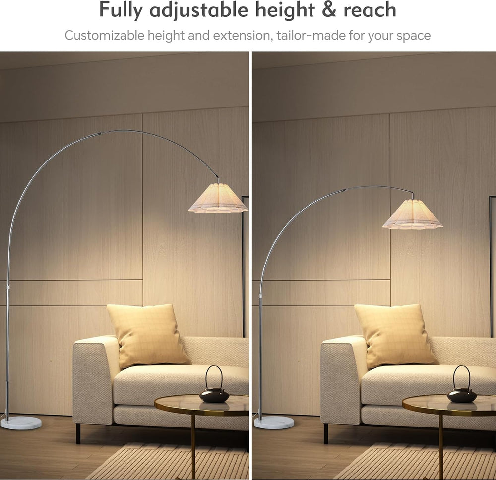 Large Arc Floor Lamp with Natural Marble Base - 81" Tall Adjustable Arch...