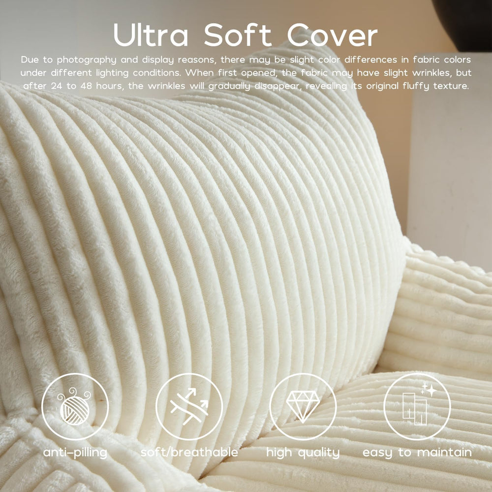 Giant Bean Bag Chair for Adults, Oversized Beanbag Sofa with Armrests and Bac...