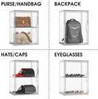 Clear Purse Organizer for Closet 1 Pack Clear Handbag Storage Organizer, Stackable Acrylic Display Case with Adjustable Divider for Purse, Handbag, Backpack, Wallet, Collectibles, XXX-Large