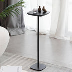 Small Pedestal Side Table Modern Compact Sofa Bedroom Drink Table Black | Compact pedestal for small spaces. Black fits sofas bedrooms. Sturdy holds drinks snacks. Light easy-move indoor side table