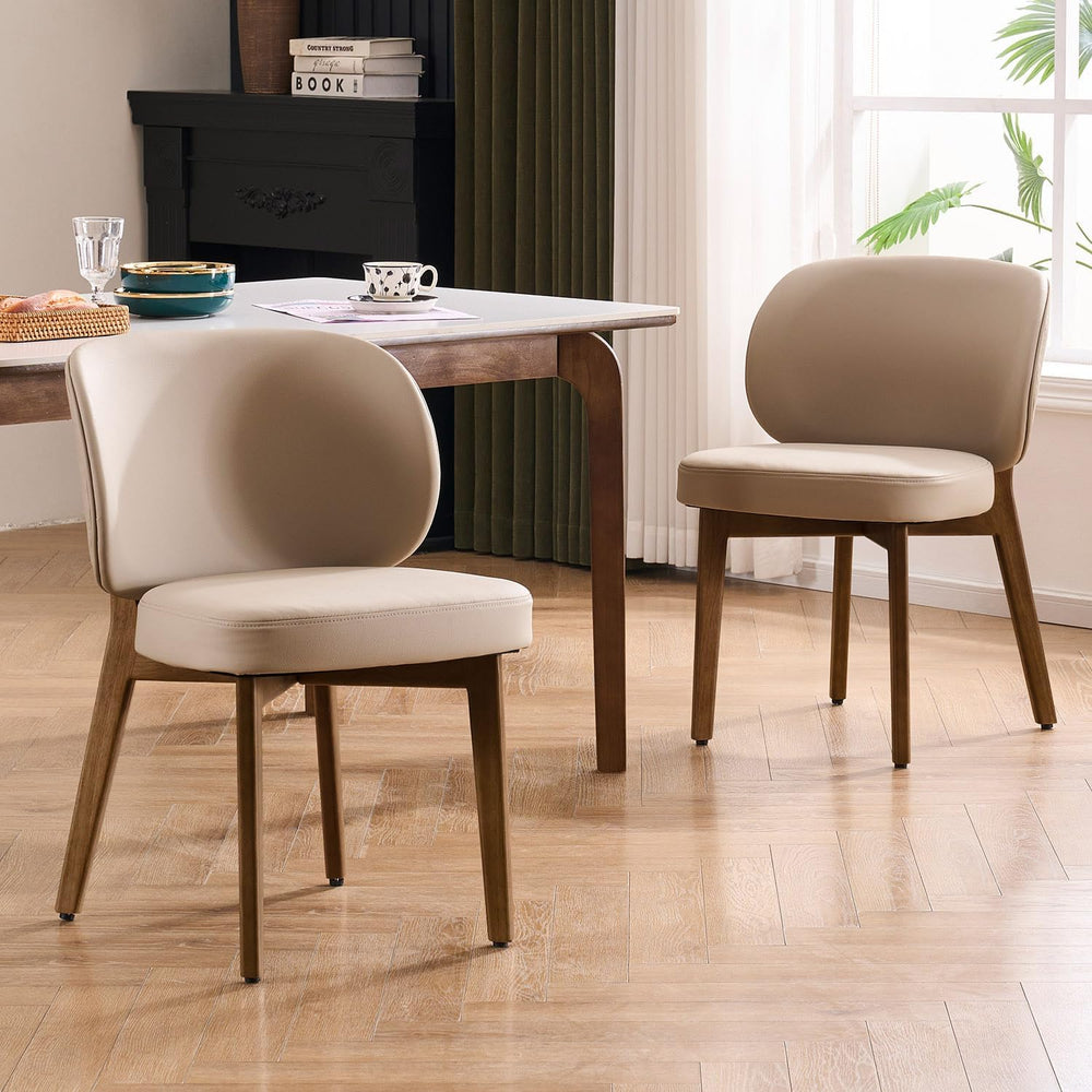 YOUNUOKE Upholstered Dining Chair, Modern PU Leather Dining Room Chair with W...