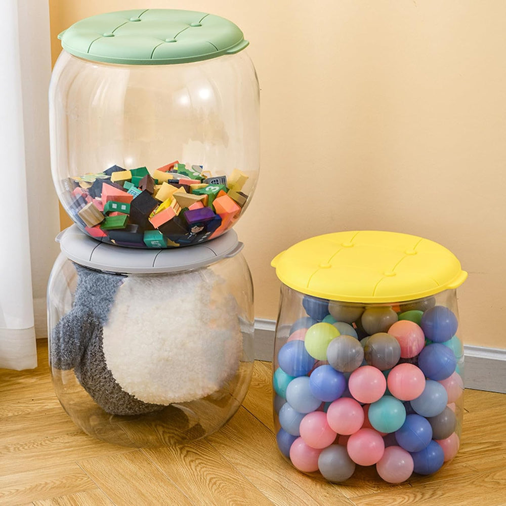 Transparent Storage Container Seat Combo, Kid-Safe Easy Handle for Movement C...
