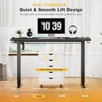 Standing Desk Adjustable Height, 48 x 24 in Electric Sit Stand up Desk for Home Office, Ergonomic Workstation Computer Desk with Two-Piece Desktop, Sit Stand Office Desk, Black
