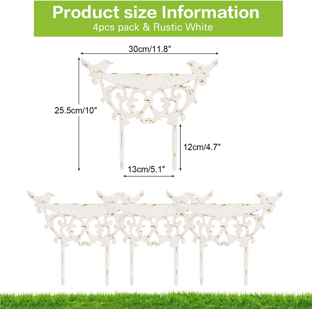 Sungmor Cast Iron Garden Edging Border, 9.9 Inches Tall, 4 Pack White