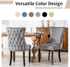 Modern Dining Chairs Set of 4, Upholstered Dining Chair with Full Back and Button Tufting, Grey Velvet Accent Chair, Sillas de Comedor, 4 Dining Chairs (Gray, Velvet, 4Pcs)