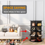 SpaceAid 4 Tier Rotating Shoe Rack Tower, Spinning Shoe Display Lazy Susan, Revolving 360 Shoe Rack Storage Round Carousel, Vertical Handbag Rotate Shoes Closet Organization (4-Tier Black)