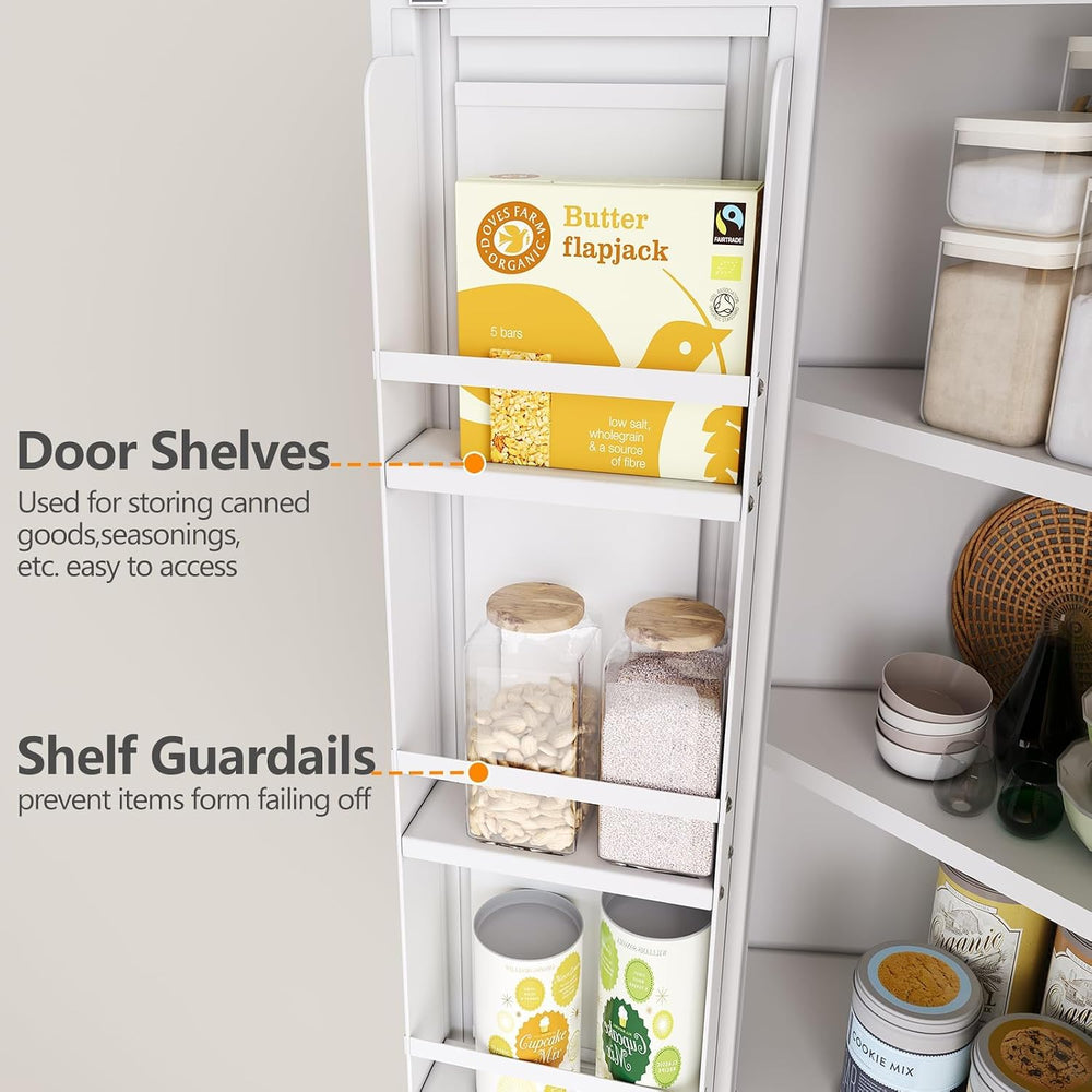 GAIOUS 74.8" Tall Metal Food Cabinet, White Kitchen Pantry Cabinet Cupbo...
