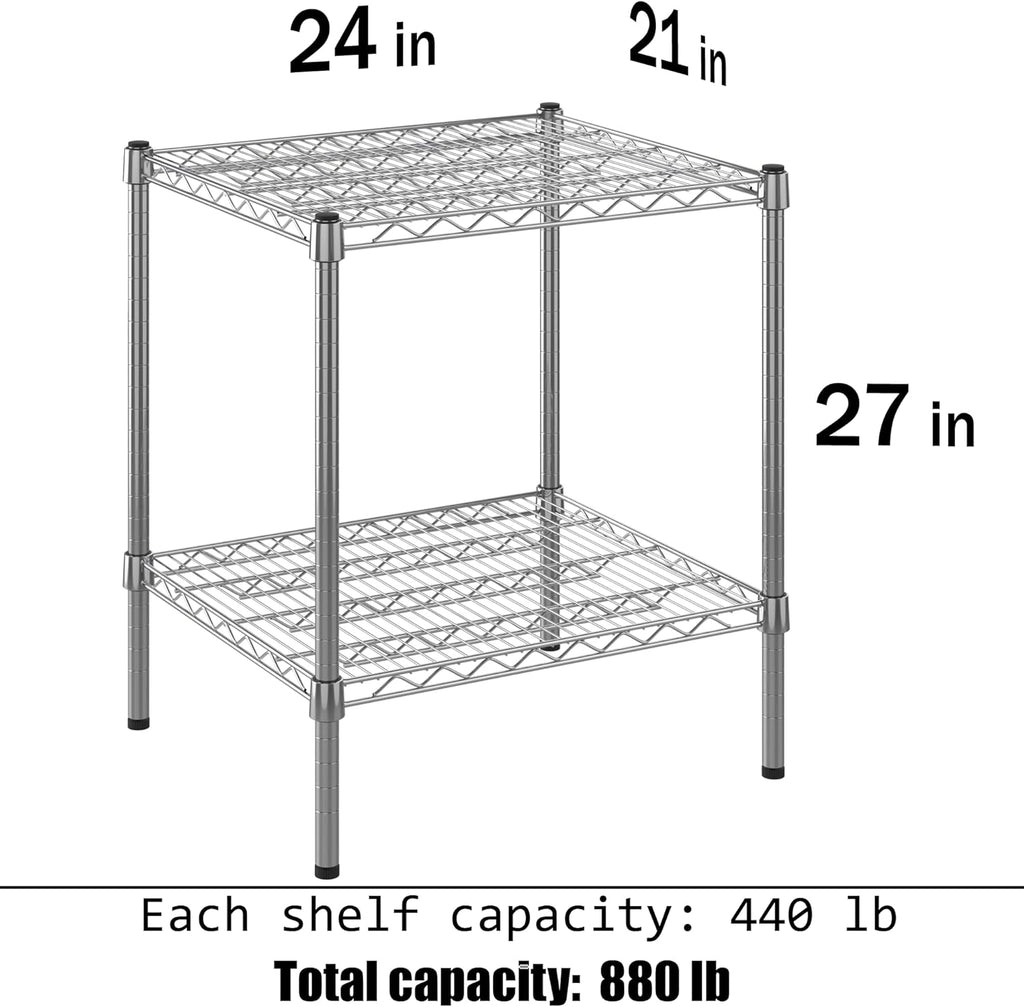 21" Deep x 24" Wide x 27" Height Wire Shelving Kit | 2-Tier | NSF Commercial Storage Rack Unit