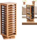 Ripeng Cassette Tape Holder, 28 Capacity 360° Rotating Double Sided Storage Rack, Natural Metal & Wood Display Shelf for Home, Music Studio