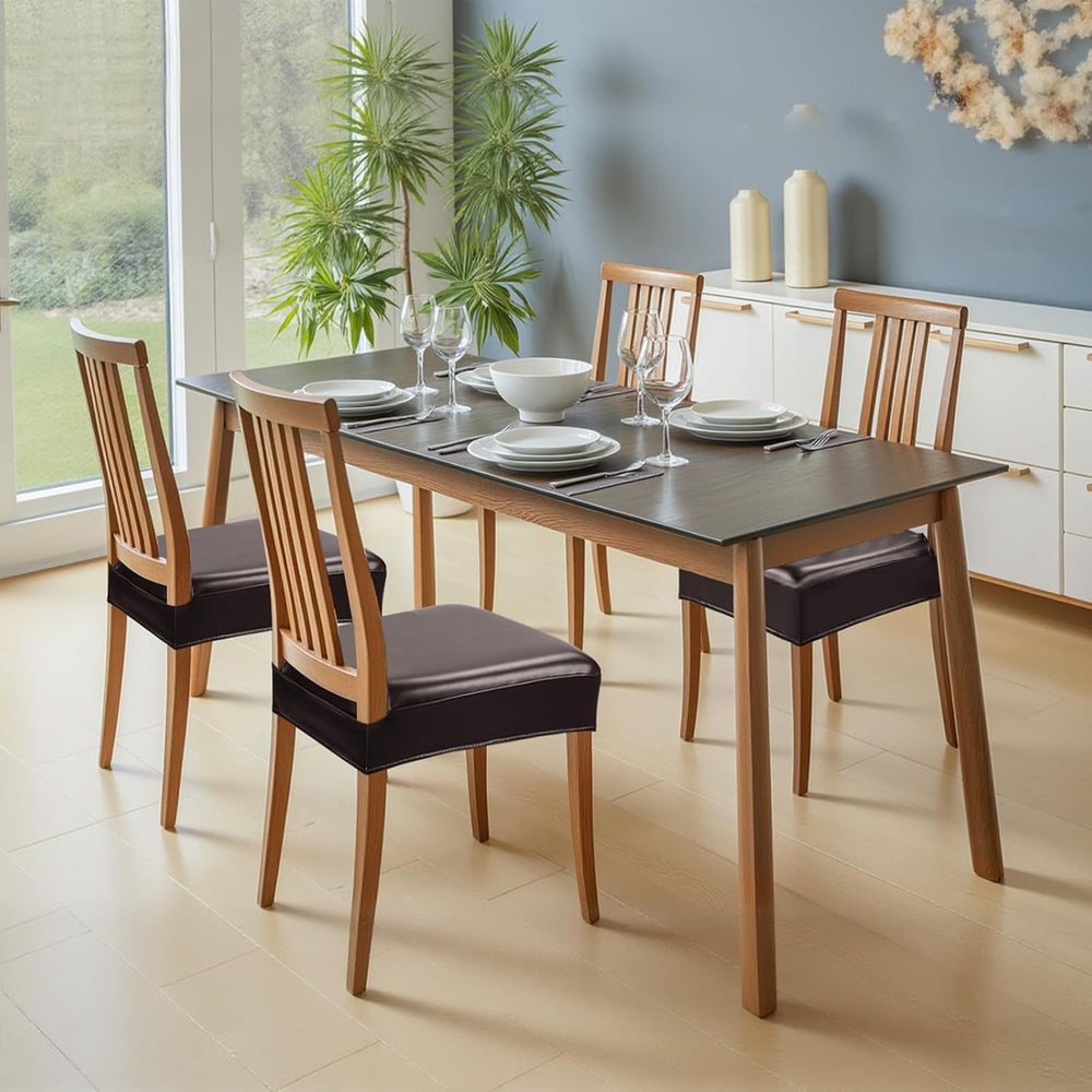 Waterproof Dining Chair Seat Covers Leather Kitchen Seat Covers, Stain Resist...