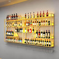 63in Large Wall Mounted Wine Rack 4 Tier Metal Wine Bottle Holder Modern Diamond Design Floating Bar Liquor Bottles Storage Rack for Home Restaurant Bar Decorative (Gold, 4 Tier - 63in)