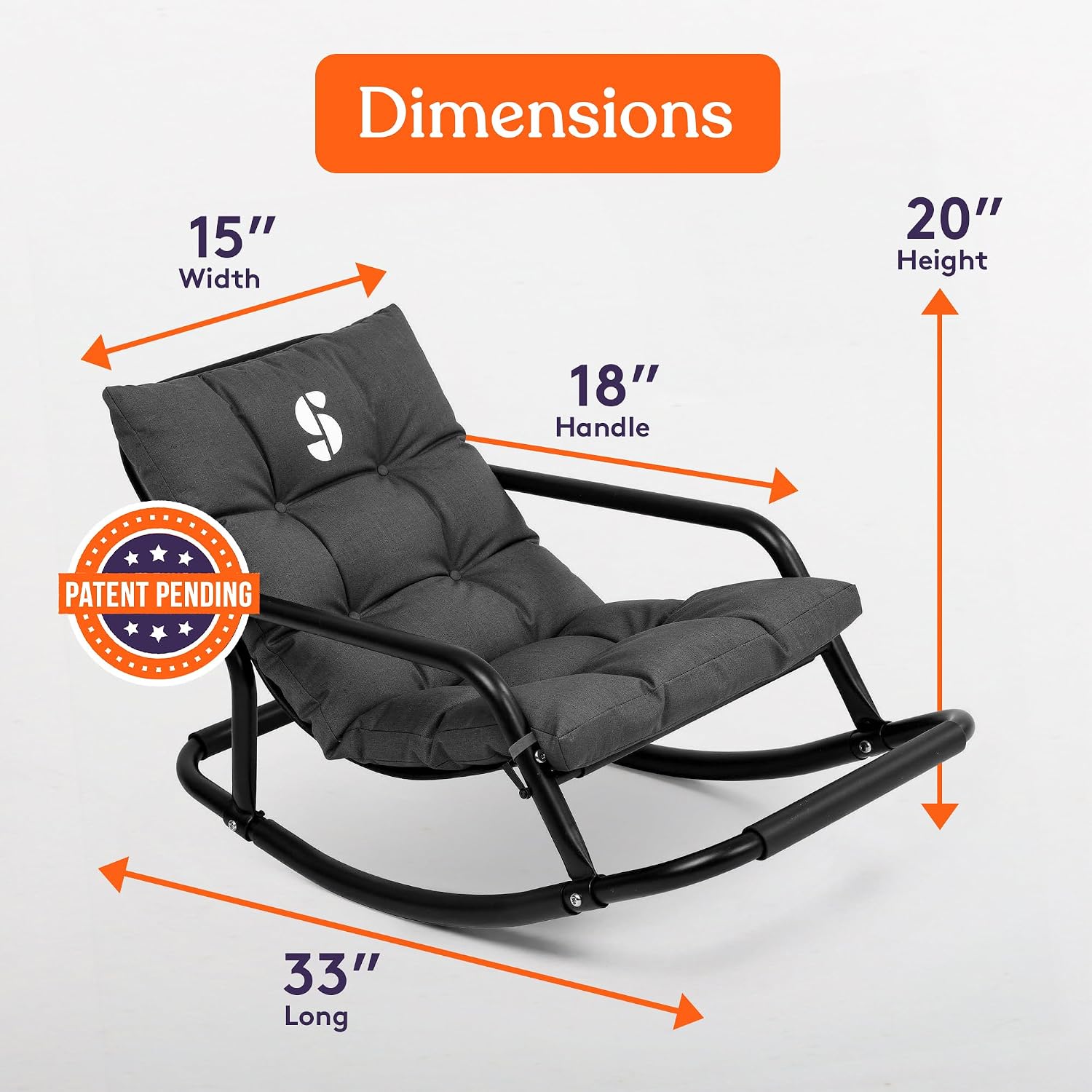 Special Supplies Sensory Tufted Rocking Chair for Kids - Comfortable Kids Rocker- Versatile Floor Chair with Soft Fabric and Stability for Playroom, Bedroom, or Nursery (Ages 3+) - Charcoal