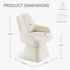 Swivel Dining Chairs Set of 2, Mid Century Modern Chairs Fabric Upholstered Armchair with Armrest & Ergonomic Backrest for Dining Room, Kitchen, Bedroom, Living Room, Beige, 2 Boxs