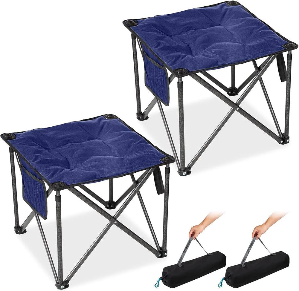 FUNDANGO 2 Pack Camping Stool Padded 18.1in 440Lbs Folding Foot Rest