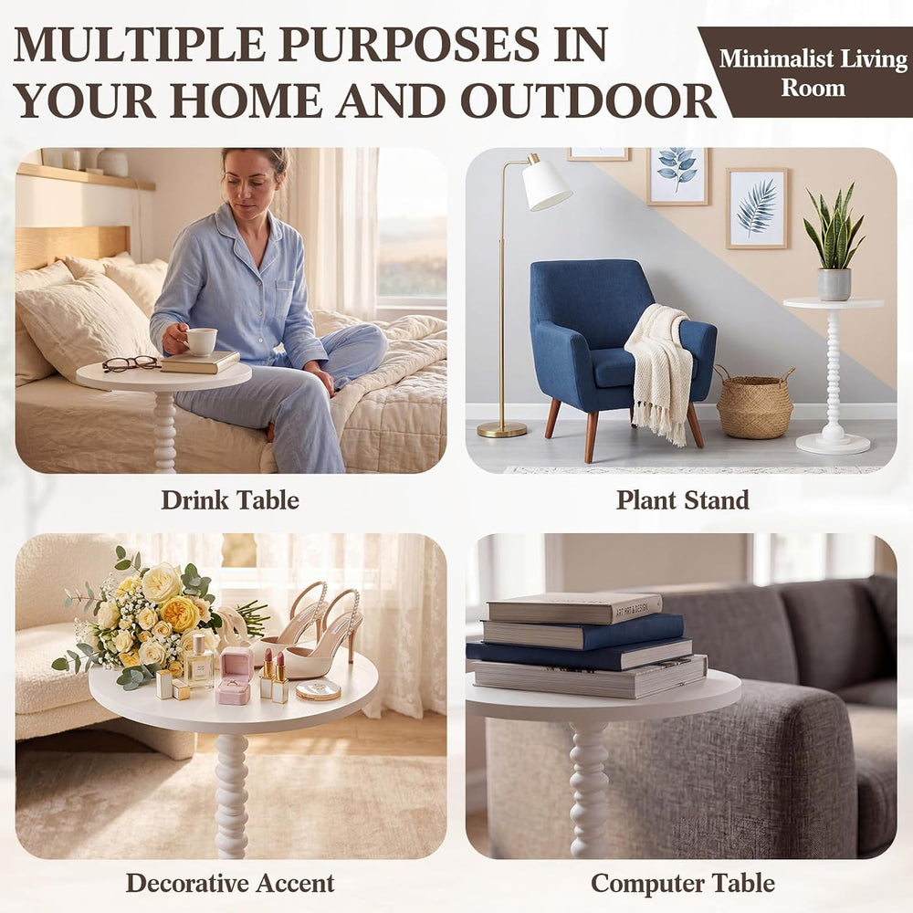 Novabright Round Side Table Small Drink Table for Small Spaces Modern Accent ...