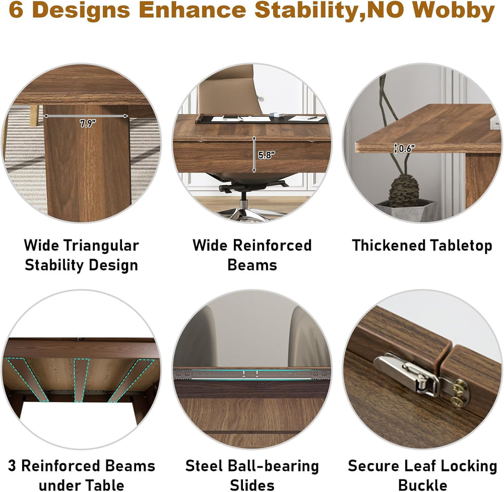 70.8"-110" Extendable Dining Table for 6-12 Person, Wooden Dining R...