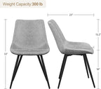 Yaheetech Dining Chairs Set of 2 Modern Upholstered Dining Room Chairs with Faux Leather Seat and Metal Legs for Home, Kitchen, Armless Design, Gray