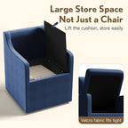 Upholstered Dining Chairs Set of 2, Modern Rolling Linen Dining Chairs with Casters,Swivel Armchair with Storage for Reading Room Kitchen Dining Room (Blue)