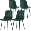 Velvet Dining Chairs Set of 4 - Green Dining Room Chairs with Metal Legs Ideal for Kitchen, Dining Room - Kitchen Chairs Set for 4