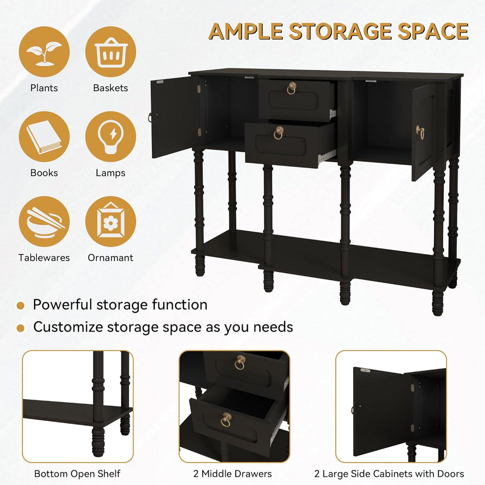 Mid-Century Modern Console Table with 2 Drawers& Doors for Entryway | Ret...