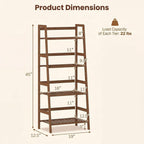 COSTWAY 4-Tier Ladder Shelf, Bamboo Plant Stand Rack, Freestanding Bookshelf, Multifunctional Storage Shelves, Flower Stand Rack Holder for Garden, Balcony, Living Room, Bedroom (Brown)