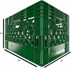 Heavy Duty Plastic Storage Milk Crates, Stackable Utility Organizer Bins, 19x11x13 Inches, 6 Pack, Made in USA, 24 Qt/6 Gallon Capacity (Green)