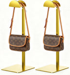 2 Pack Purse Display Stand, Purse Holder Handbag Display Stand Metallic Gold Purse Hanger Showing Bags, Purses, and Wreath, Adjustable Hook Stand for Tabletop, Closet, Desk, and Retail Use