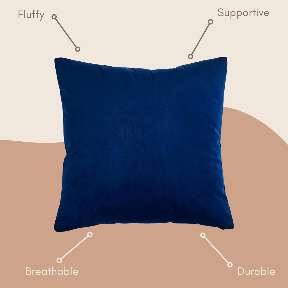 Solid Color Velvet Throw Pillow with Insert Included (Navy Blue, 12"x20&...