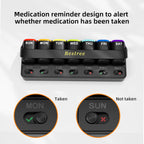 Restree Weekly Pill Organizer 7 Day one time a Day with Reminder, Detachable Travel Pill Case, Large Capacity Medicine Organizer for Vitamins, Supplements & Daily Medications (Black)