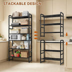 3 Tier Simple Shelf Organizer for Indoor Outdoor, Waterproof Heavy Duty Steel Shelving Unit Plant Stand for Living Room Bathroom Balcony Garden, Easy Assemble, Pitch Black