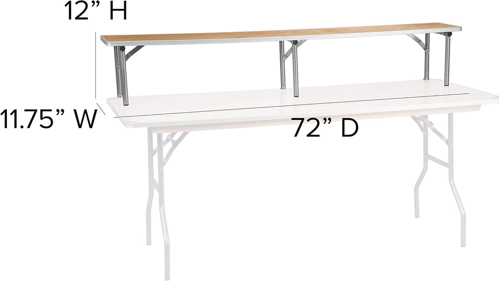 EMMA + OLIVER 72" x 12" x 12" Birchwood Bar Top Riser with Sil...