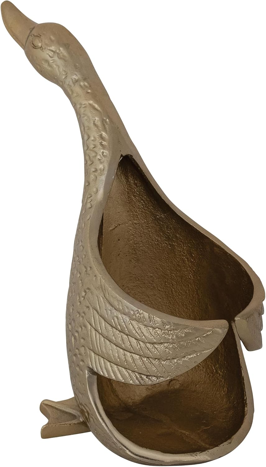 Creative Co-Op Cast Aluminum Duck-Shaped Bottle Holder, Gold Finish