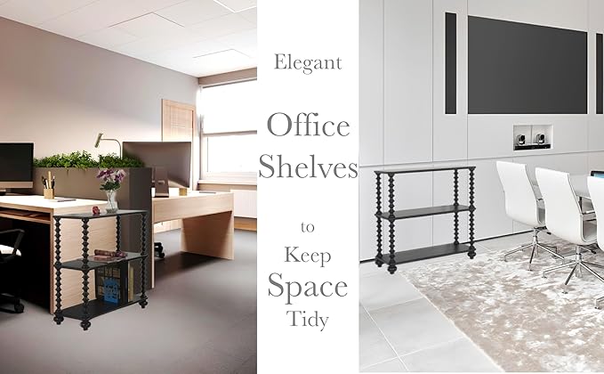 Book Shelf Black Bookcase - 3 Tier Bookshelf 31 Inches Wide - Book Shelves for Office Home Office Organization - 3 Shelf Bookshelf Printer Table - 3 Tier Shelf Living Room Storage Organizer