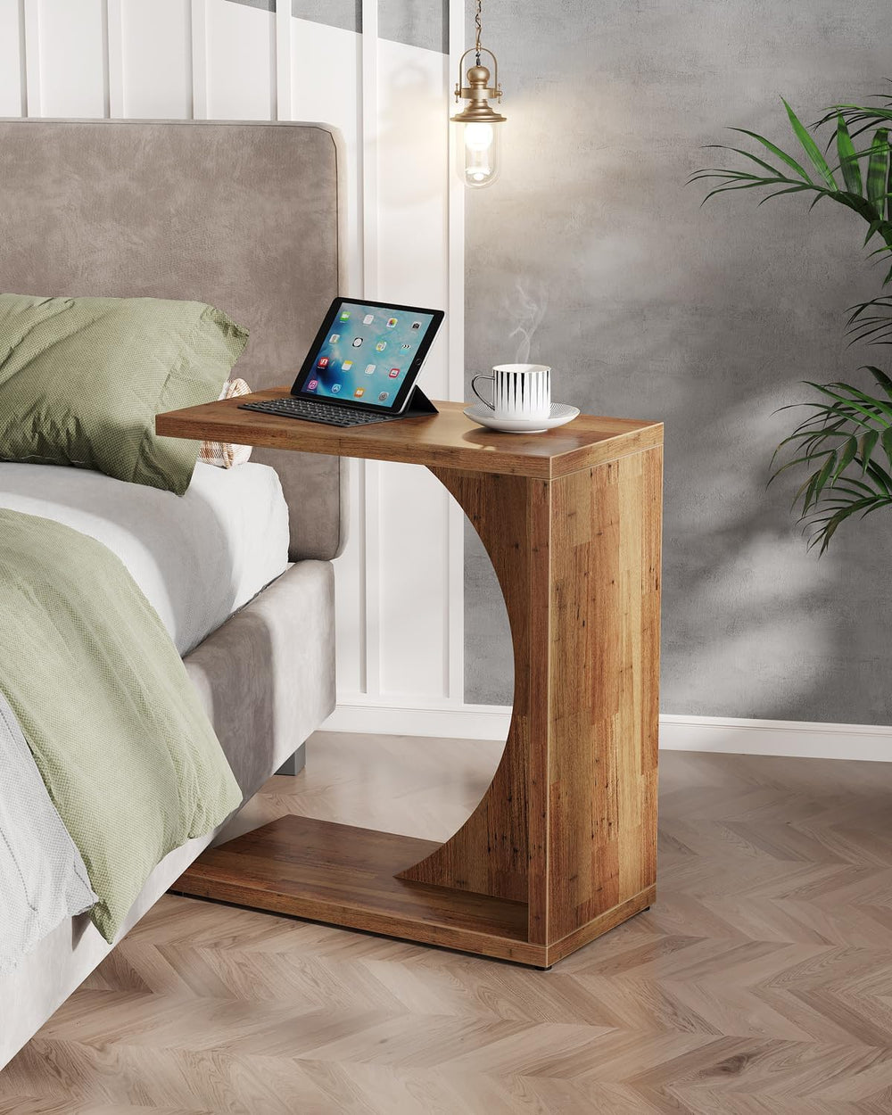 Tribesigns C-Shaped End Table for Couch, Sofa Side Table, C Table for Small S...