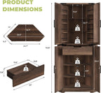 Dripex 71" Brown Farmhouse Corner Pantry Cabinet with LED Light, Tall Storage Cabinet with Doors & Adjustable Shelves, Food Pantry for Kitchen, Living Room, Dining Room