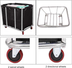 12 Bushels Laundry Cart Commercial/Home,Heavy Duty Large Stainless Steel Rolling Laundry Basket with Wheels，for Laundry Organizer and Storage,260LBS Load (12 Bushels - Black - 8 Tubes)