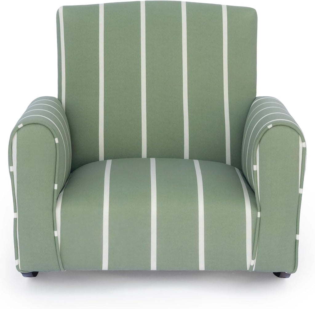 Kid Rocking Chair for Toddlers, Child Chair for Little Kids, Upholstered Toddler Armchair for Children, Comfy and Cute Little Kid Chairs (Rockers, Green Stripe)