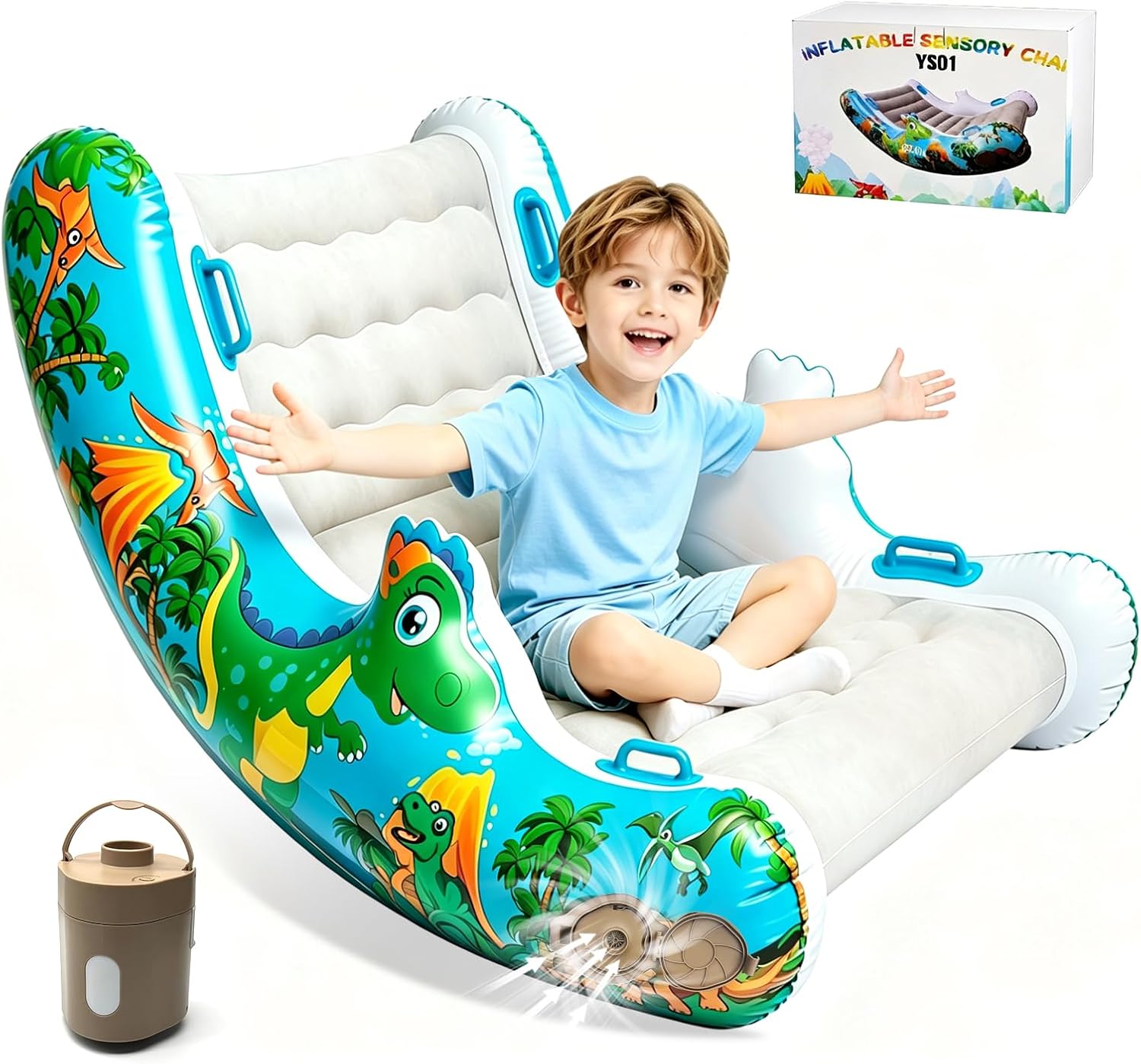 Sensory Inflatable Rocking Chair-Toddler Inflatable Rocking Chair for Sensory Needs, ADHD & Calming, Built in dual function air pump, Autism Sensory Products for Sensory Room, Ideal Gift for BoysGirls