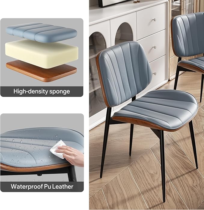 Dining Chairs Set of 6, Mid Century Modern Dining Room Chairs, Upholstered Fa...