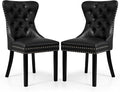 SyMax Dining Chairs Set of 2, Faux Leather Parson Dining Room Chairs, High-End Tufted Kitchen Side Chairs for Bedroom, Living Room, Black