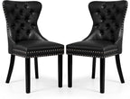 SyMax Dining Chairs Set of 2, Faux Leather Parson Dining Room Chairs, High-End Tufted Kitchen Side Chairs for Bedroom, Living Room, Black