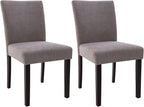 Watson & Whitely Upholstered Dining Chairs Set of 4, Fabric Armless Dining Room Chairs with Solid Wood Legs & Back Side Chair for Kitchen, Living Room, Restaurant, Dark Grey