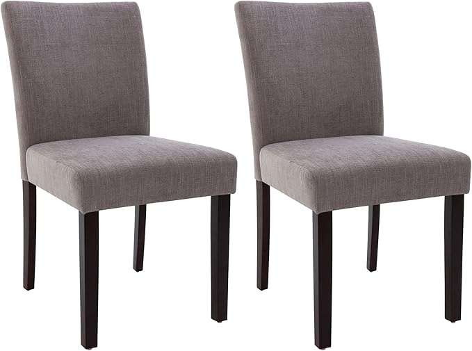 Watson & Whitely Upholstered Kitchen & Dining Room Chairs with Low Back, Performance Fabric Dining Chairs Set of 2, Modern Armless Dining Table Chairs with Solid Wood Legs, Dark Grey