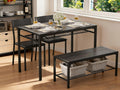 Gizoon Kitchen Table and 2 Chairs for 4 with Bench, 4 Piece Dining Table Set for Small Space, Apartment