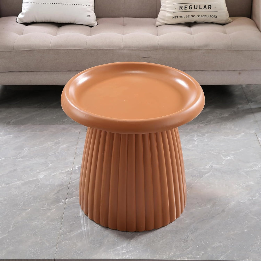 19.69" Round Light Terracotta MGO End Table for Indoors and Outdoors, Mi...