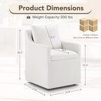 Upholstered Dining Chairs Set of 4, Modern Dining Room Chairs with Casters & Washable Cover, Rolling Accent Chair with Hidden Storage for Kitchen, Farmhouse, Living Room, White, 4 Box